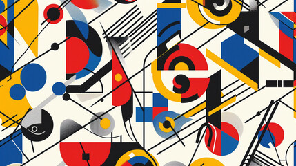Obraz premium Minimalism and Bauhaus Seamless Pattern Cubism abstract wallpaper. Minimalism Bauhaus Seamless Pattern Cubism abstract wallpaper