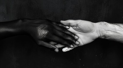 Unity and Solidarity ConceptBlack and White Hands Together in Harmony