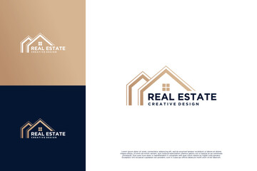 Real estate property logo design with golden color