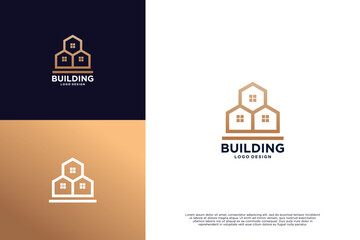 Luxury house logo design with golden color