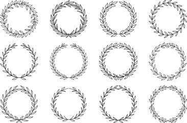 Laurel wreath collection heraldic round elements