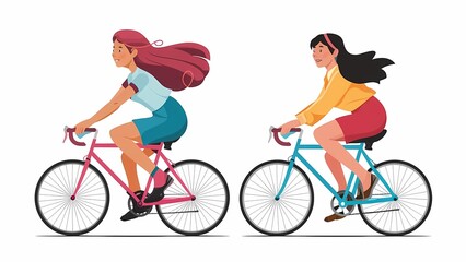 Naklejka premium Kids cycling vector illustration isolated on white background