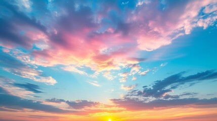 Obraz premium Vibrant sky filled with colorful clouds during sunset