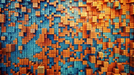 Fototapeta premium Abstract Blue and Orange 3D Cube Pattern Background