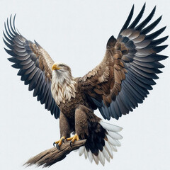 Obraz premium White-tailed eagle with open wings on a white background.