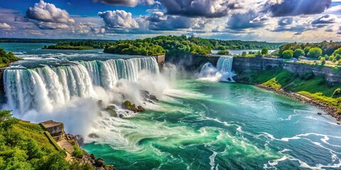 A stunning view of the majestic Niagara Falls in Canada, waterfall, nature, landscape, tourist attraction