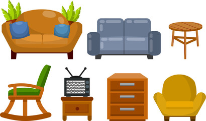 Fototapeta premium Furniture bedside table. An element of the room interior. Flat cartoon illustration isolated on white