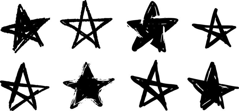 Star graffiti paint symbol. Rough spray grunge urban element. Dirty art street brush sign. Ink graffiti sketch. Set of illustration