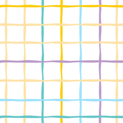 Vector hand drawn cute checkered pattern. Doodle Plaid geometrical simple texture. Crossing lines. Abstract cute delicate pattern ideal for fabric, textile, wallpaper