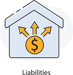 Liabilities Icon for Financial Accounting and Debt Management with editable stroke.
