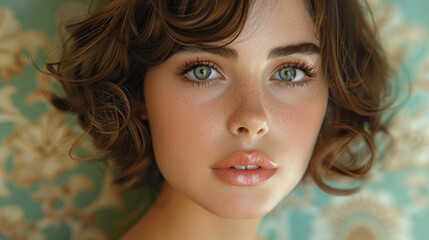 Retro portrait of a beautiful woman. Vintage style. Fashion photo