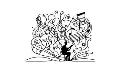 music concept single line drawing