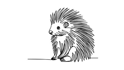 porcupine one continuous line drawing