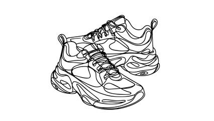 pair of shoes one line drawing