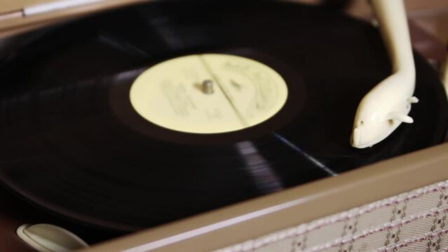 Vinyl in vintage radio gramophone 1960s
