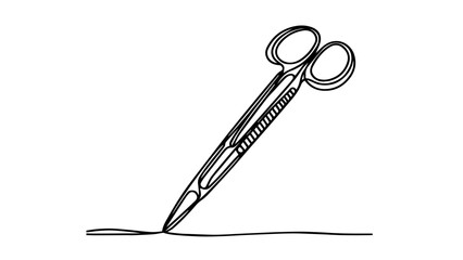 single line illustration of scissors