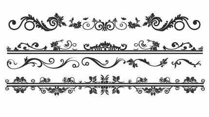 Obraz premium A set of vintage divider borders in black lines
