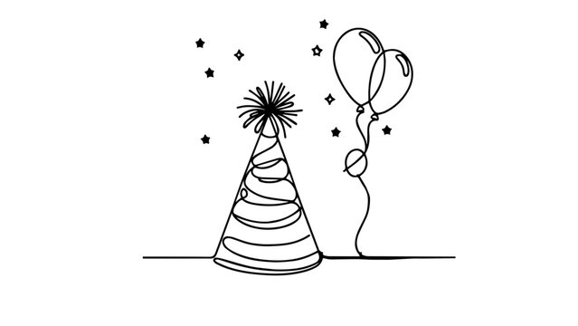 recommend clip art: one line illustration of a party hat