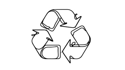single line drawing of recycle symbol