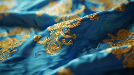 Tuva National Flag Detailed 3D RenderGradients and Shadows on Transparent Background