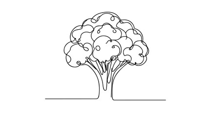one continuous line drawing of a tree