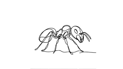 one continuous line illustration of an ant