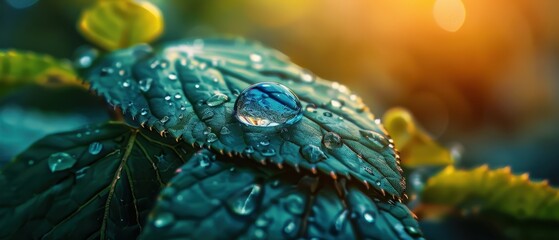 A leaf with water droplets on it