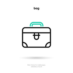 Business bag thin line icon on the white background. Money, pay, payment,  cash operations, currency, exchange, savings, bank cards, currency, banking icons