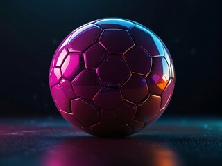 Naklejka premium A unique sleek football sits on a futuristic studio backdrop with its shiny surface.