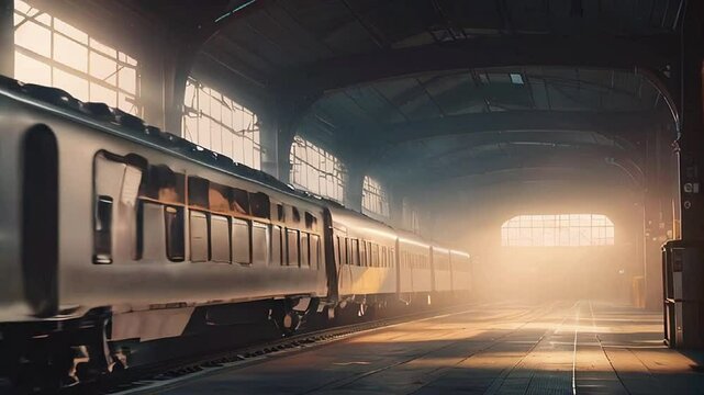 train at the station.Seamless 4k time lapse virtual video animation background