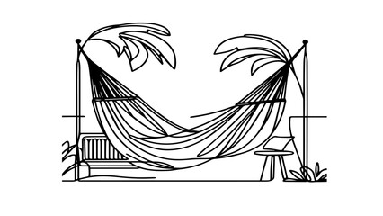 one continuous line drawing of a hammock