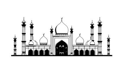 a continuous line drawing of a mosque
