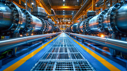 Industrial Machinery in Modern Factory Setting. Generative ai