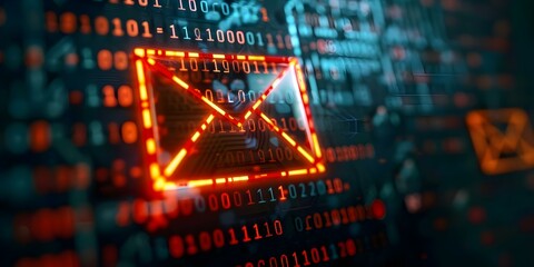 Caution against opening unknown emails due to potential risks from links or attachments. Concept Email Security, Risks of Unknown Emails, Caution Against Opening, Suspicious Attachments
