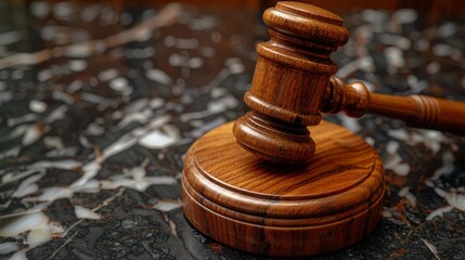 A judge's gavel on a light background. Law and Justice concept with a flat lay, top view, and copy area.