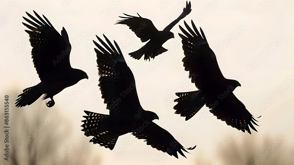 Wall mural falcon silhouettes