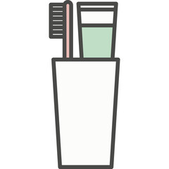 Cup with toothbrush and toothpaste vector icon