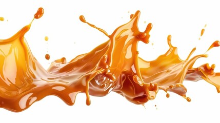 delicious caramel splash isolated on white background sweet confectionery ingredient