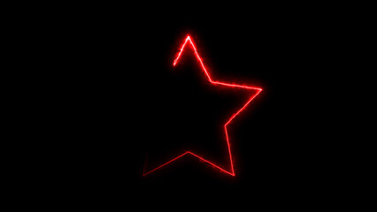 Abstract red color neon effect star icon illustration background.