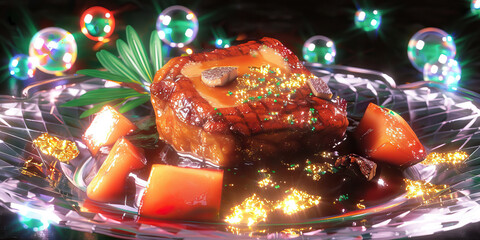 Gourmet Delight: Pan-Seared Foie Gras with Truffle Reduction and Edible Gold Flakes