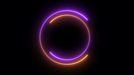 Abstract neon light glowing circle frame loading icon background illustration.