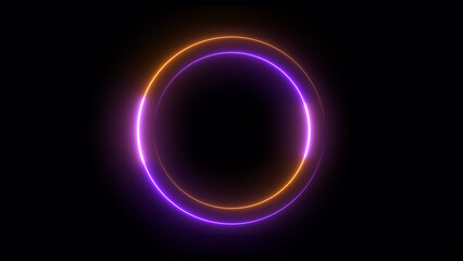 Abstract neon light glowing circle frame loading icon background illustration.