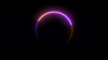 Abstract neon light glowing circle frame loading icon background illustration.