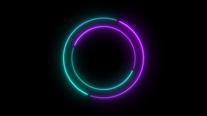 Abstract neon light glowing circle frame loading icon background illustration.