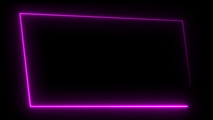 Abstract glowing neon light effect rectangle frame background illustration.