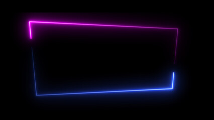 Abstract glowing neon light effect rectangle frame background illustration.