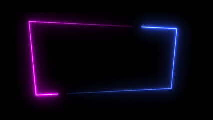 Abstract neon light glowing rectangle frame loading background 4k illustration.