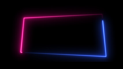 Abstract glowing neon light effect rectangle frame background illustration.