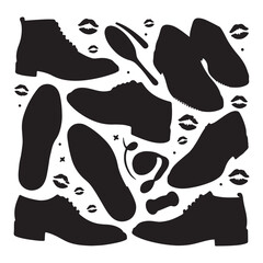 Black prints of shoes, vector Illustration