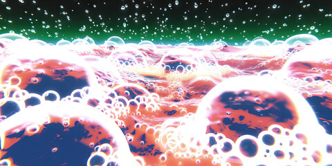 Fermentation Magic: Close-Up of Yeast Bubbles Forming on the Surface of Grape Must.